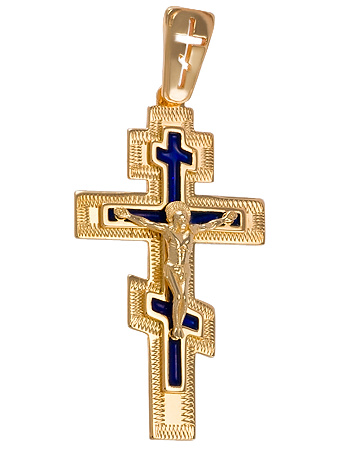 Золотой крестик 585 пробы с эмалью, 1-кр